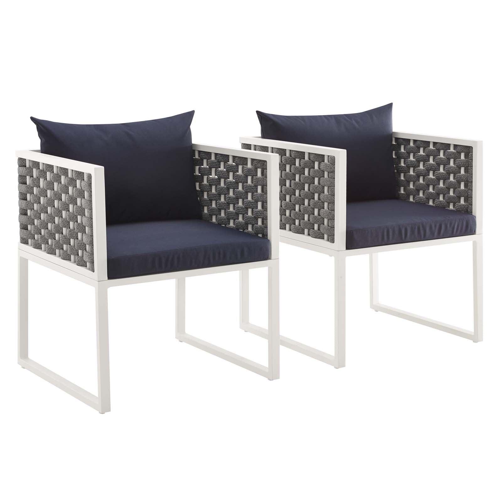 Modway Stance Dining Armchair Outdoor Patio Aluminum Set of 2 FredCo