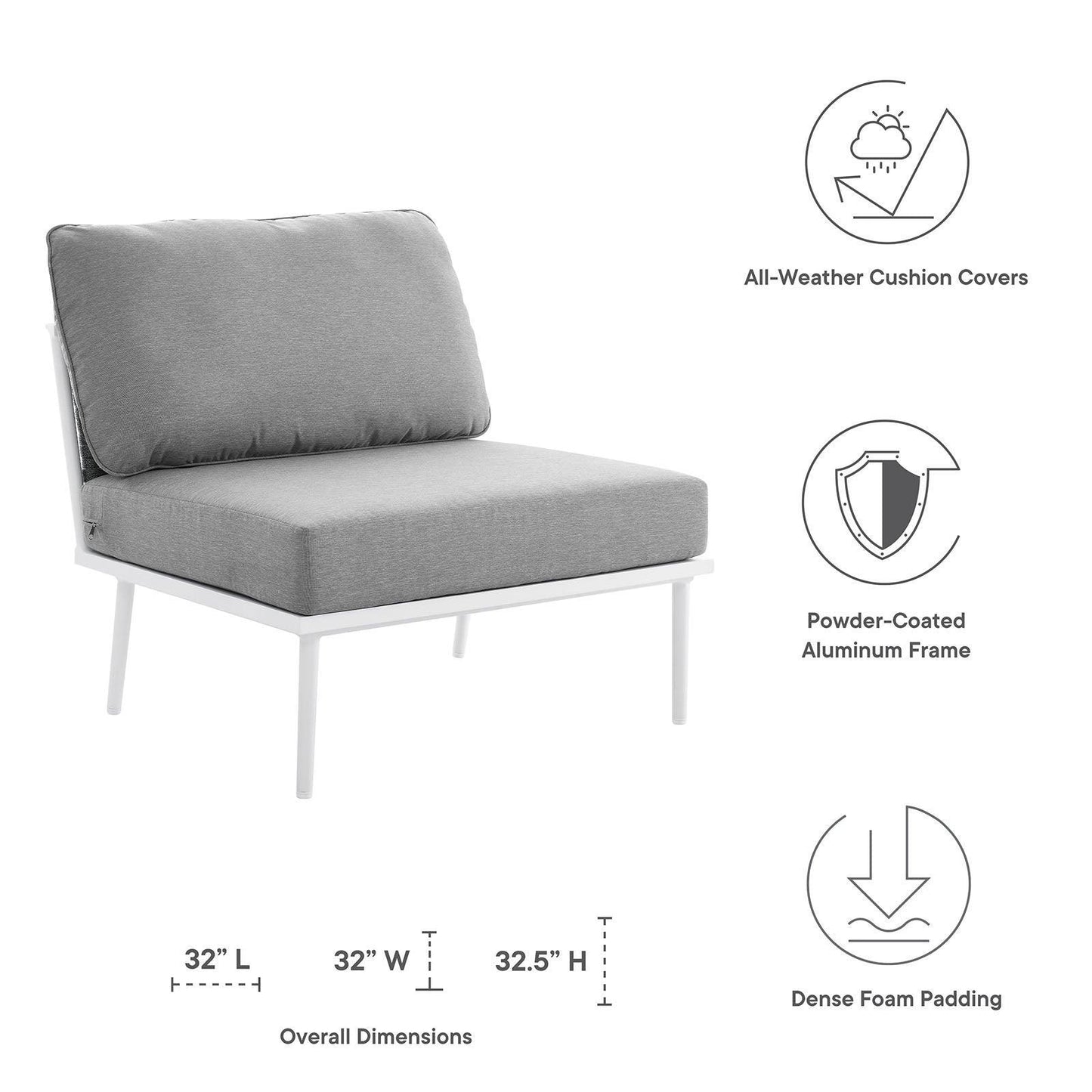 Modway Stance Outdoor Patio Aluminum Armless Chair FredCo