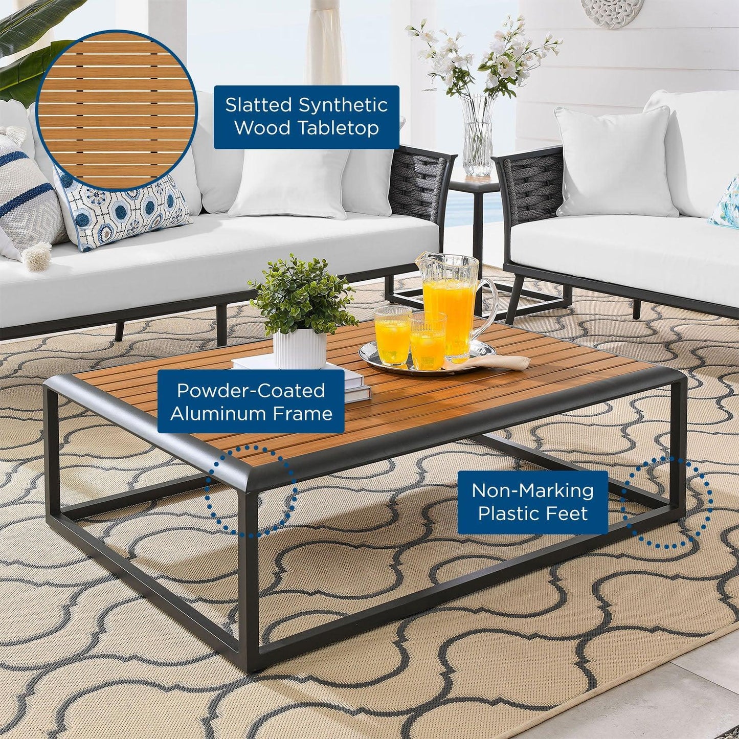 Modway Stance Outdoor Patio Aluminum Coffee Table FredCo