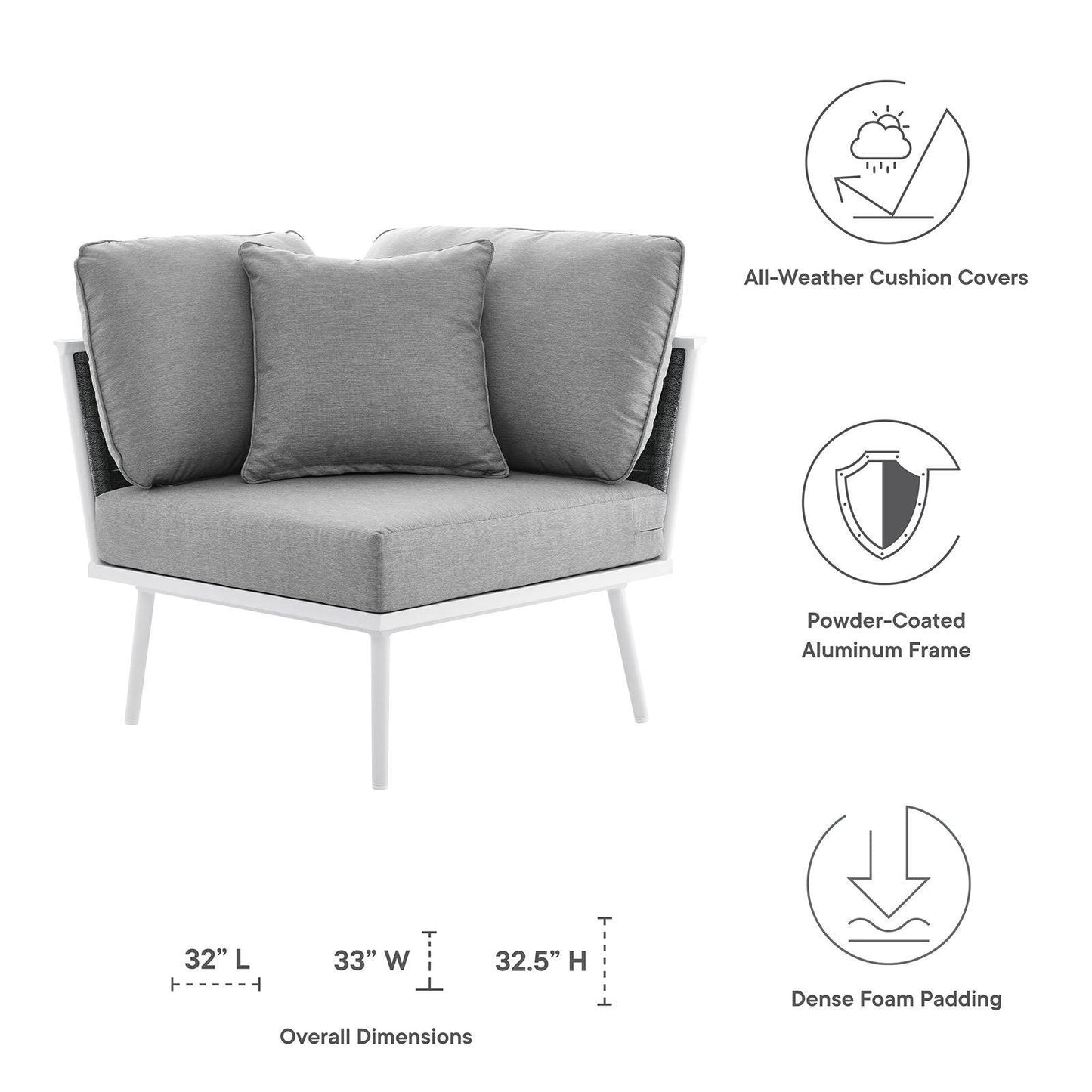 Modway Stance Outdoor Patio Aluminum Corner Chair FredCo