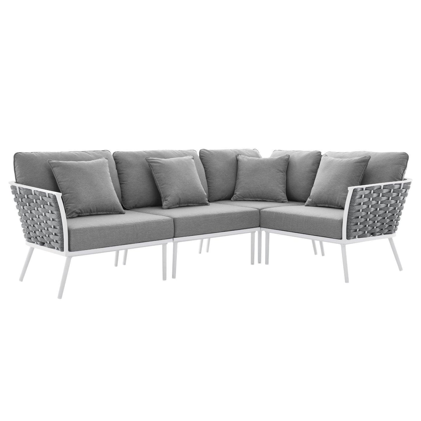 Modway Stance Outdoor Patio Aluminum Large Sectional Sofa FredCo