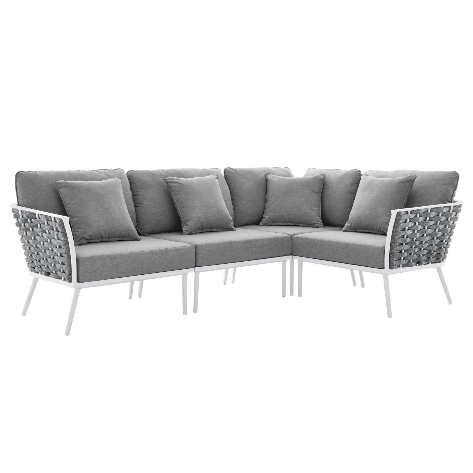 Modway Stance Outdoor Patio Aluminum Large Sectional Sofa FredCo
