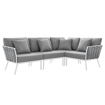 Modway Stance Outdoor Patio Aluminum Large Sectional Sofa FredCo
