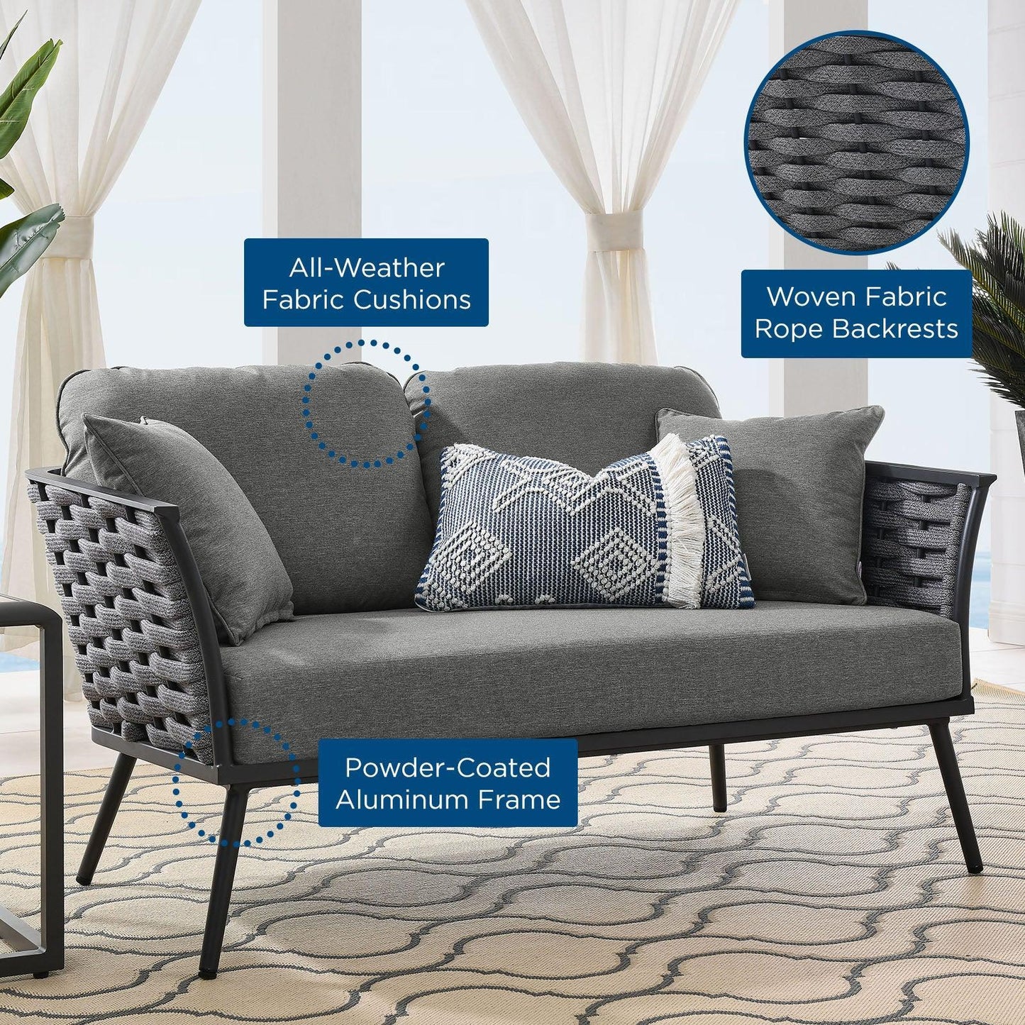 Modway Stance Outdoor Patio Aluminum Loveseat FredCo