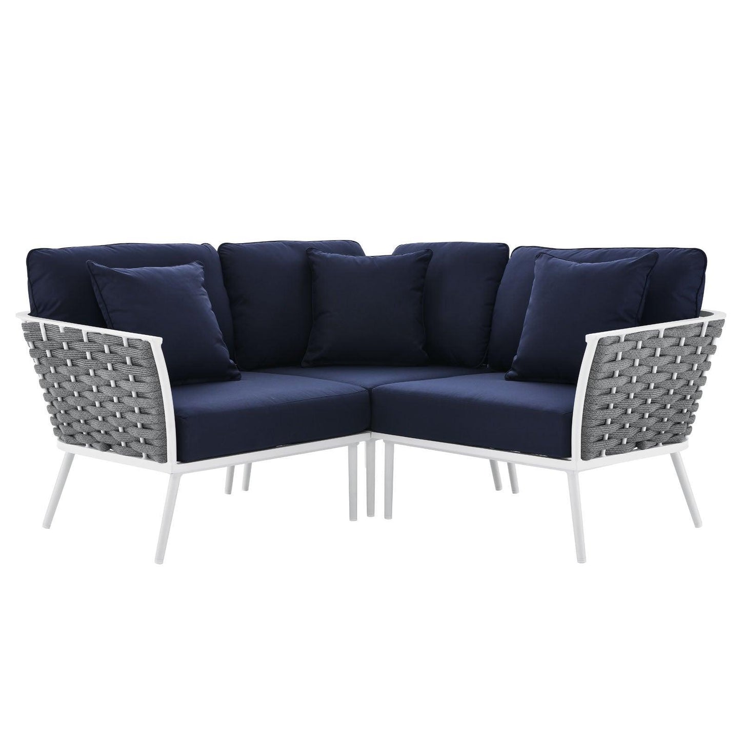 Modway Stance Outdoor Patio Aluminum Small Sectional Sofa FredCo