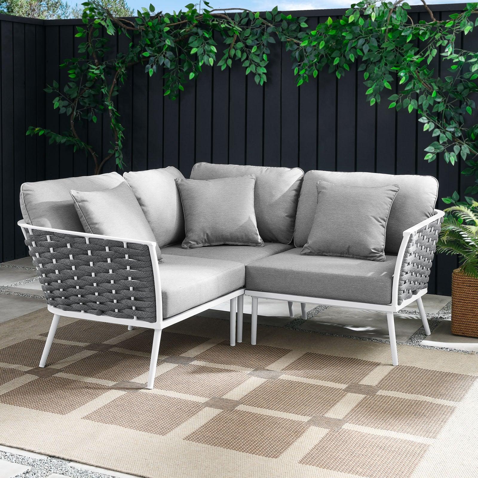 Modway Stance Outdoor Patio Aluminum Small Sectional Sofa FredCo