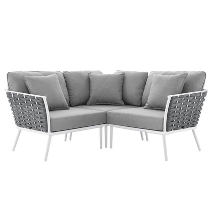 Modway Stance Outdoor Patio Aluminum Small Sectional Sofa FredCo