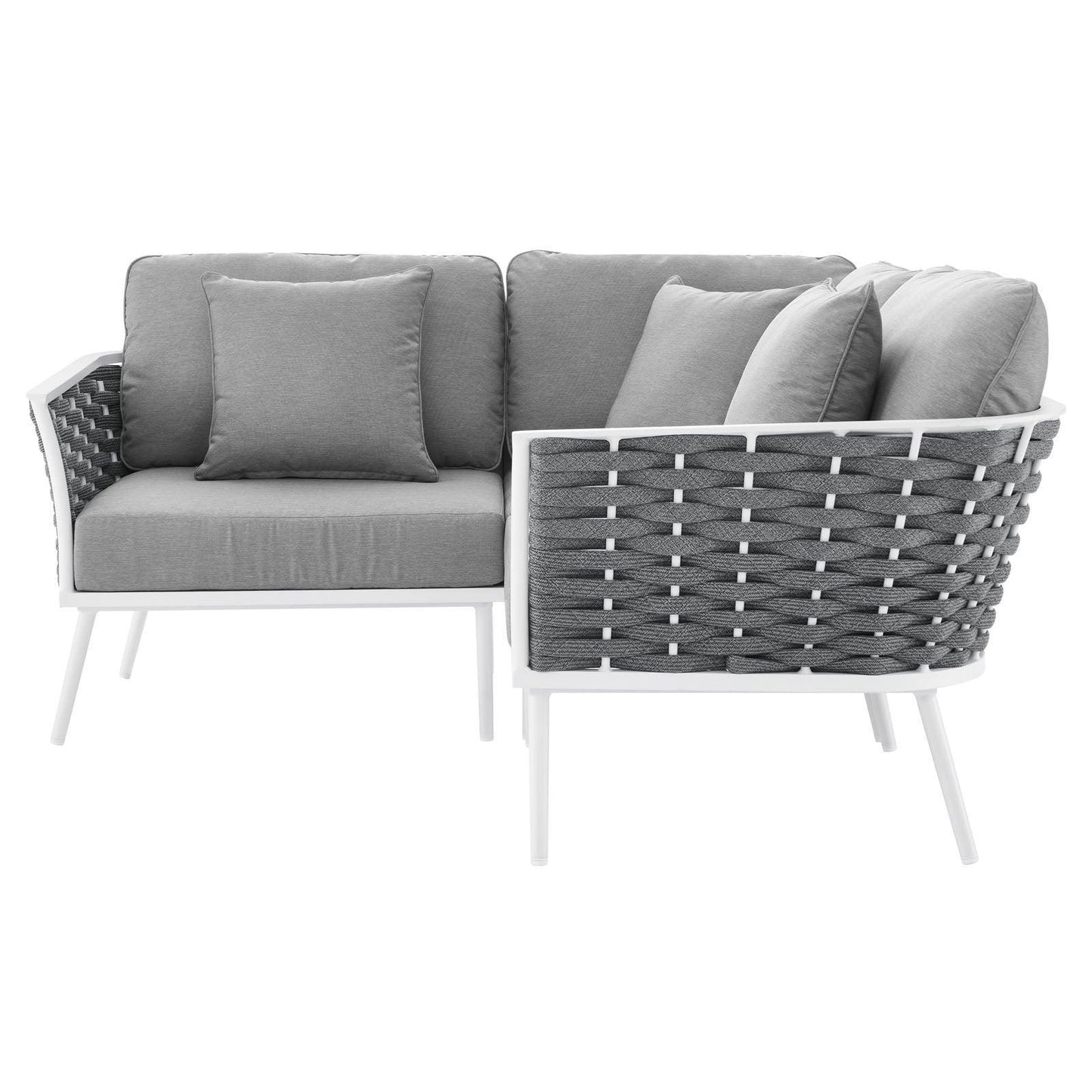 Modway Stance Outdoor Patio Aluminum Small Sectional Sofa FredCo