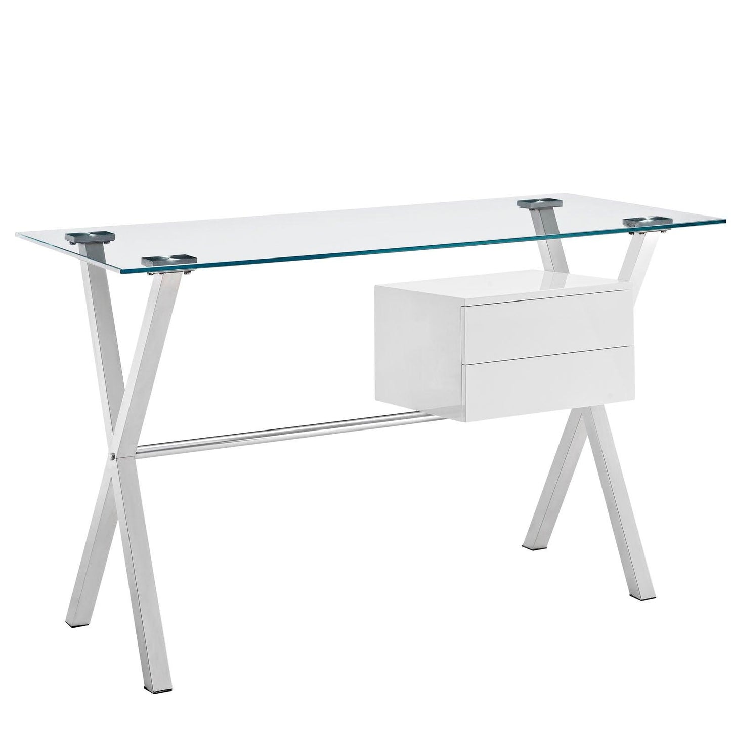Modway Stasis Glass Top Office Desk 56” FredCo