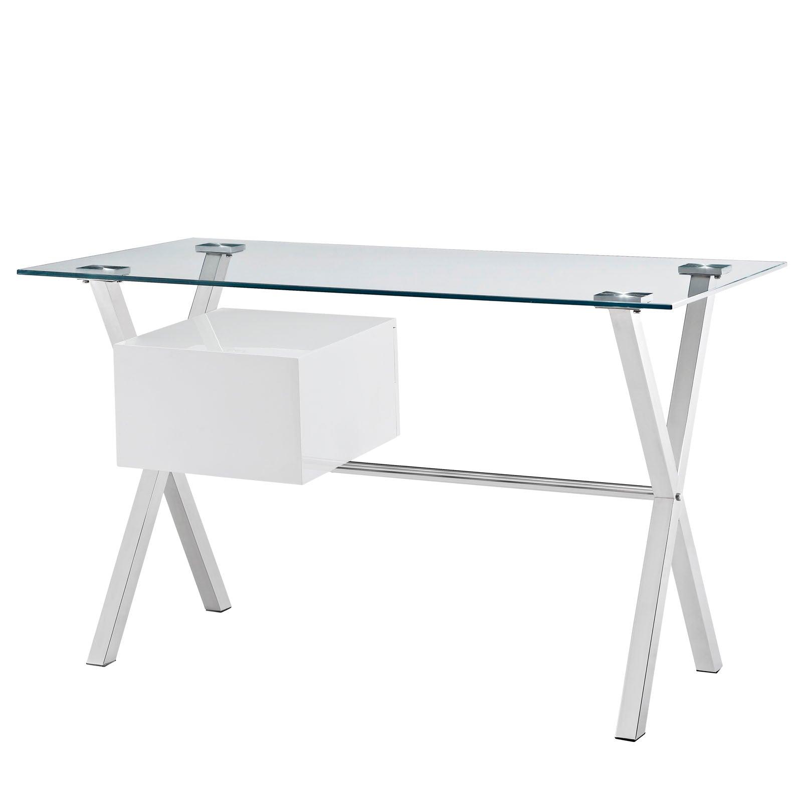 Modway Stasis Glass Top Office Desk 56” FredCo