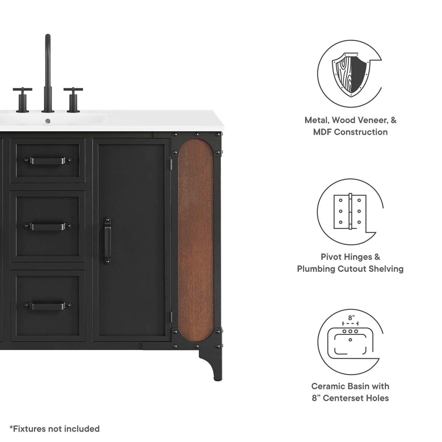 Modway Steamforge 48" Single Sink Bathroom Vanity FredCo