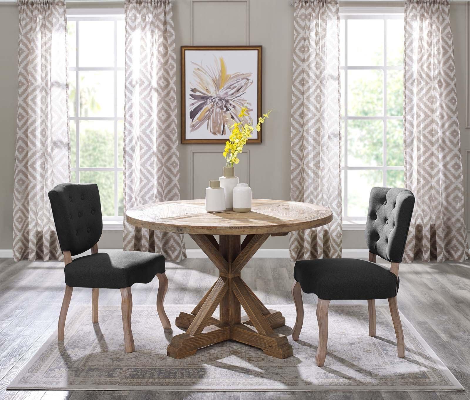 Modway Stitch 47" Round Pine Wood Dining Table FredCo