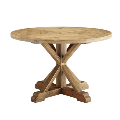 Modway Stitch 47" Round Pine Wood Dining Table FredCo