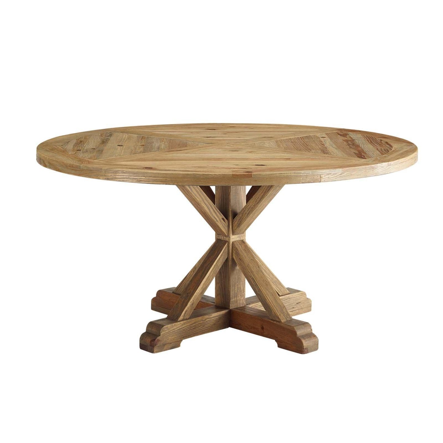 Modway Stitch 59" Round Pine Wood Dining Table FredCo