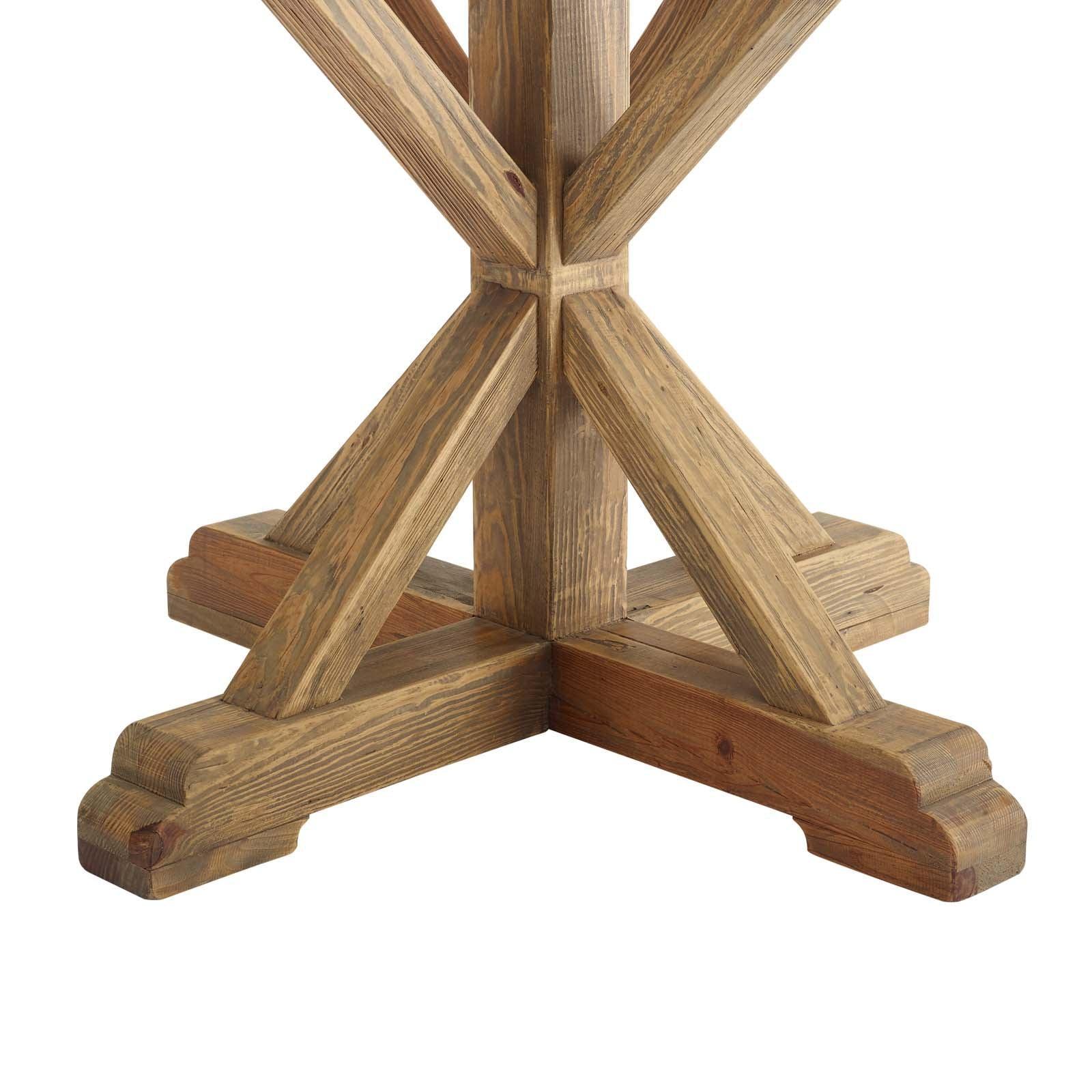 Modway Stitch 59" Round Pine Wood Dining Table FredCo