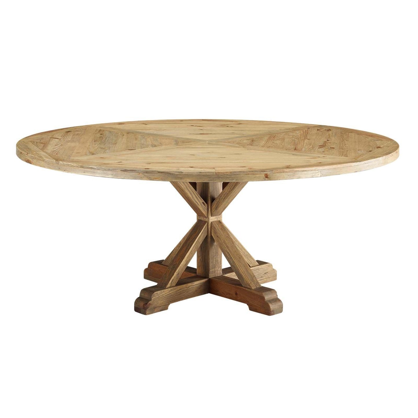 Modway Stitch 71" Round Pine Wood Dining Table FredCo