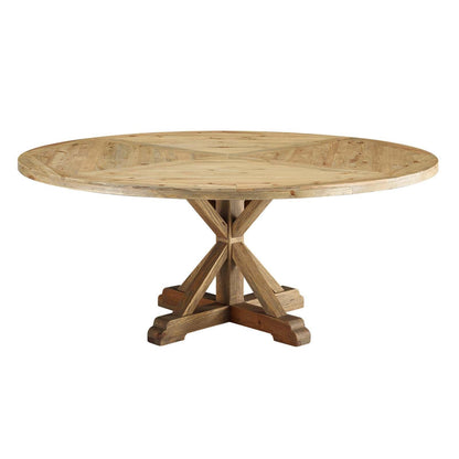 Modway Stitch 71" Round Pine Wood Dining Table FredCo