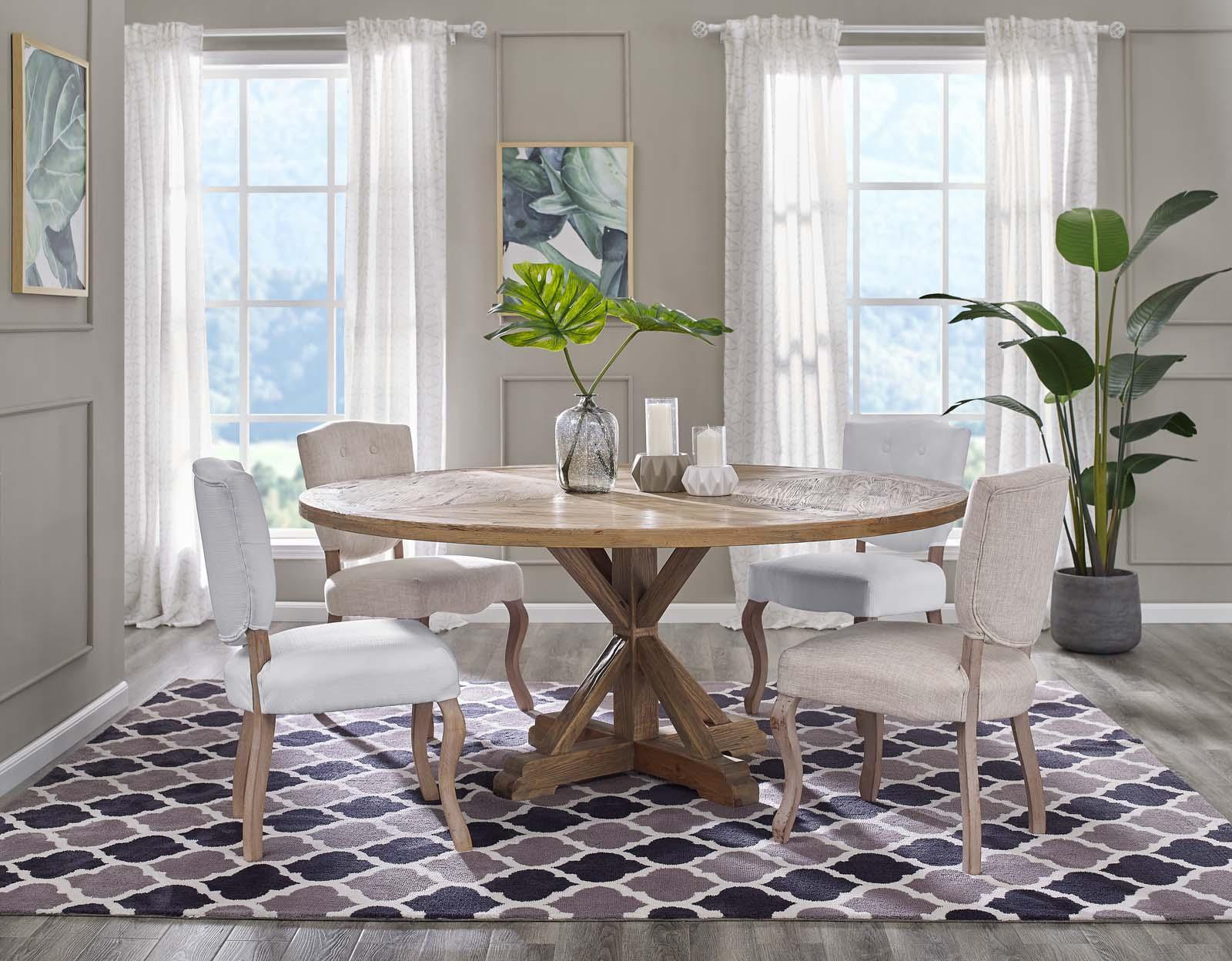 Modway Stitch 71" Round Pine Wood Dining Table FredCo