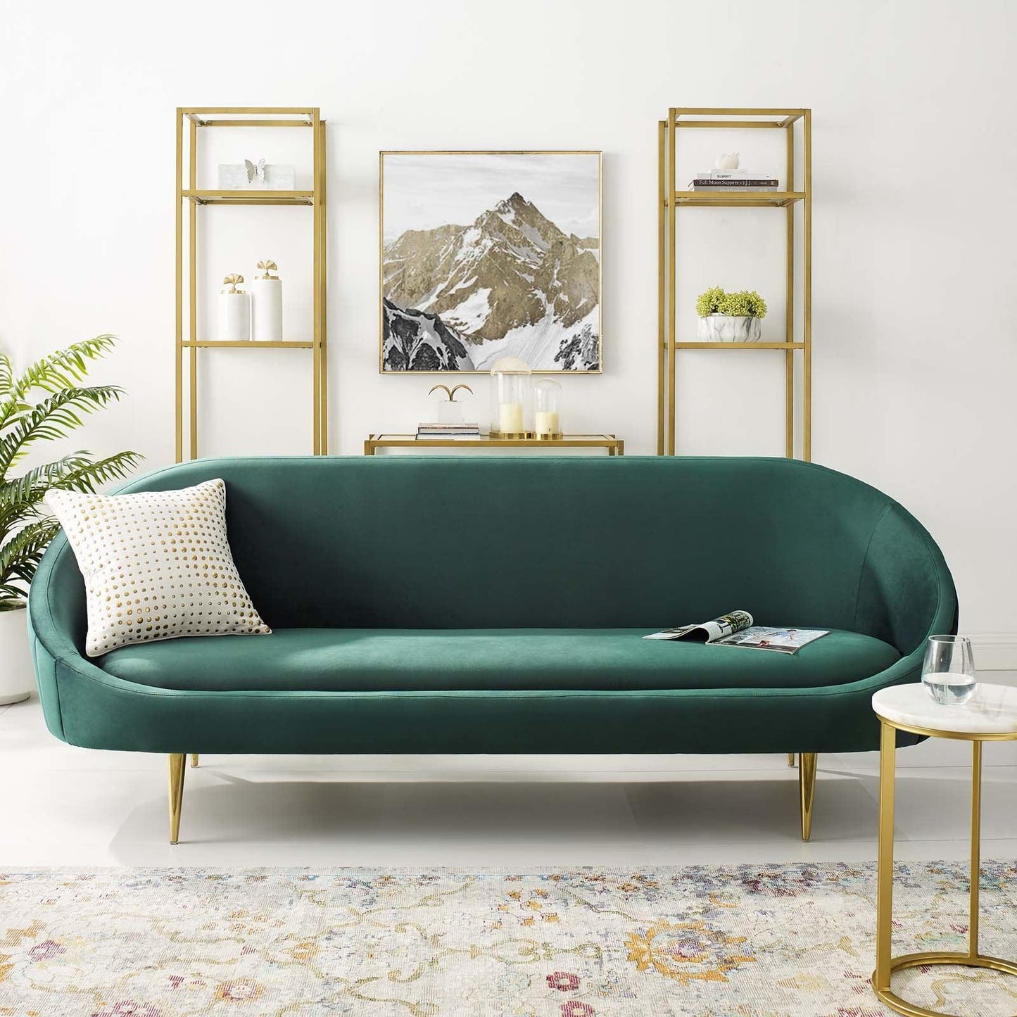 Modway Sublime Vertical Curve Back Performance Velvet Sofa FredCo