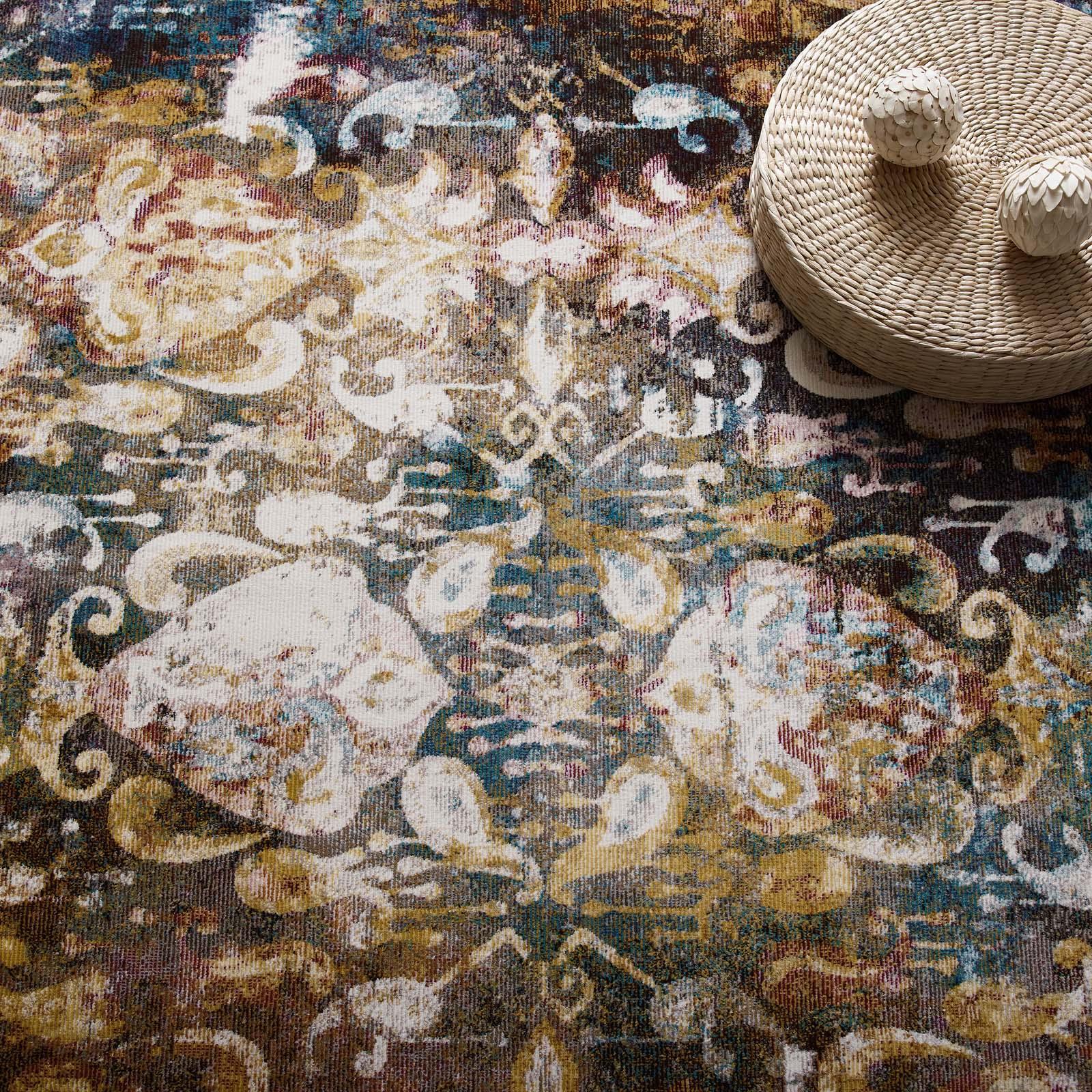 Modway Success Jayla Transitional Distressed Vintage Floral Moroccan Trellis Area Rug FredCo