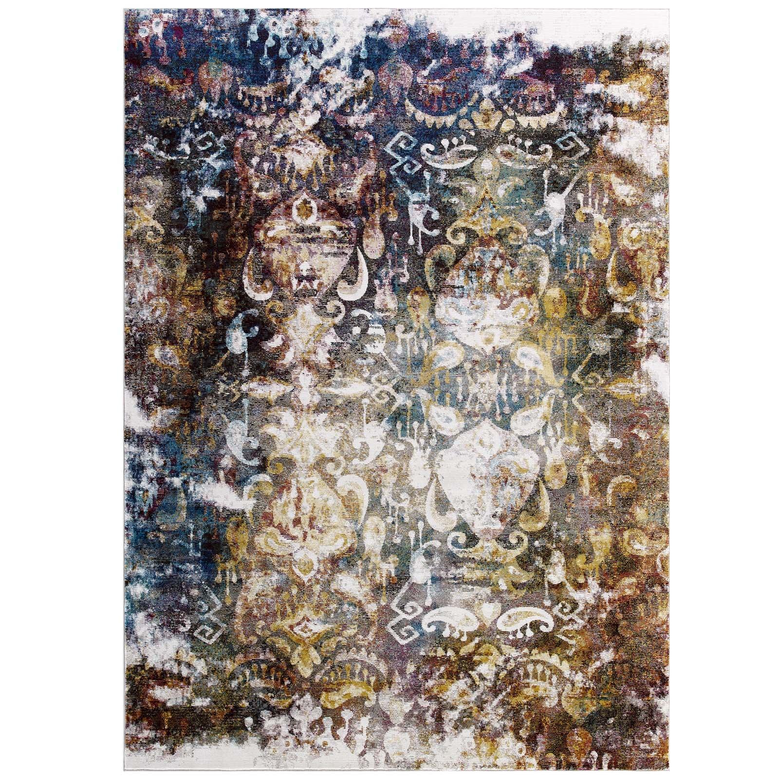 Modway Success Jayla Transitional Distressed Vintage Floral Moroccan Trellis Area Rug FredCo