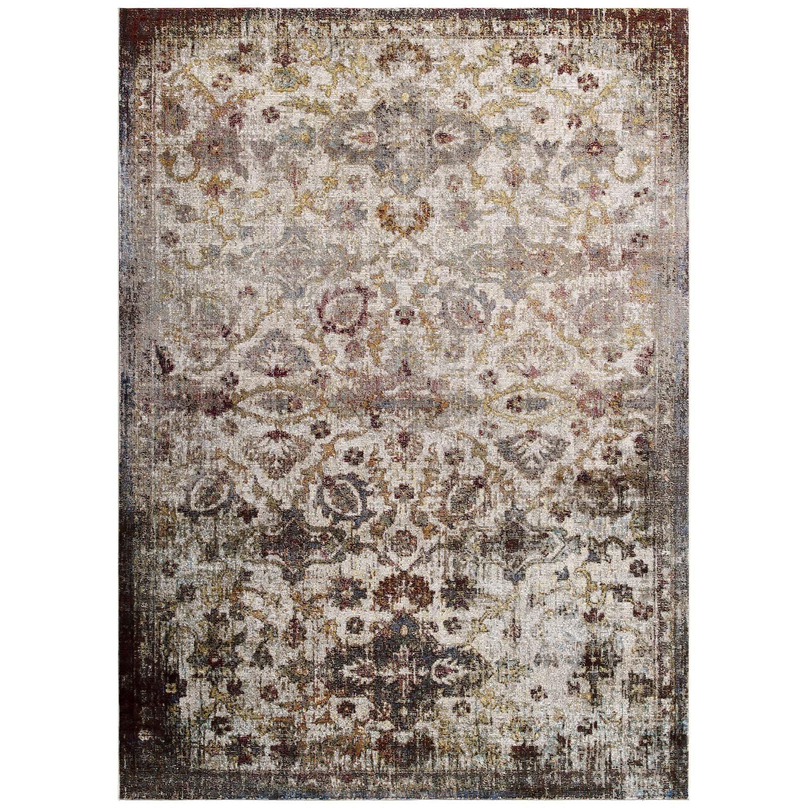 Modway Success Kaede Distressed Vintage Floral Moroccan Trellis Area Rug FredCo