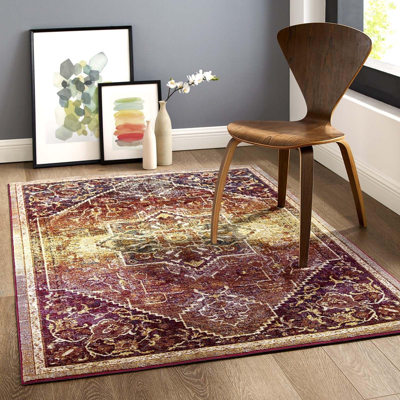 Modway Success Kaede Transitional Distressed Vintage Floral Persian Medallion Area Rug FredCo