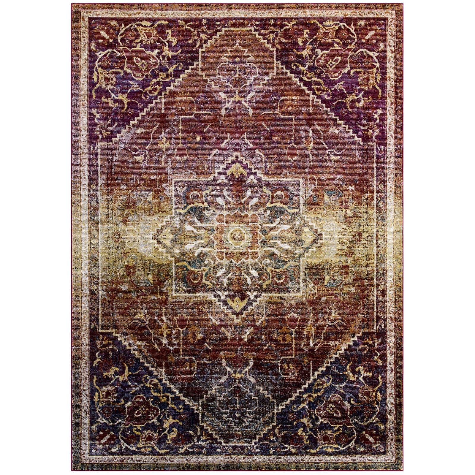 Modway Success Kaede Transitional Distressed Vintage Floral Persian Medallion Area Rug FredCo