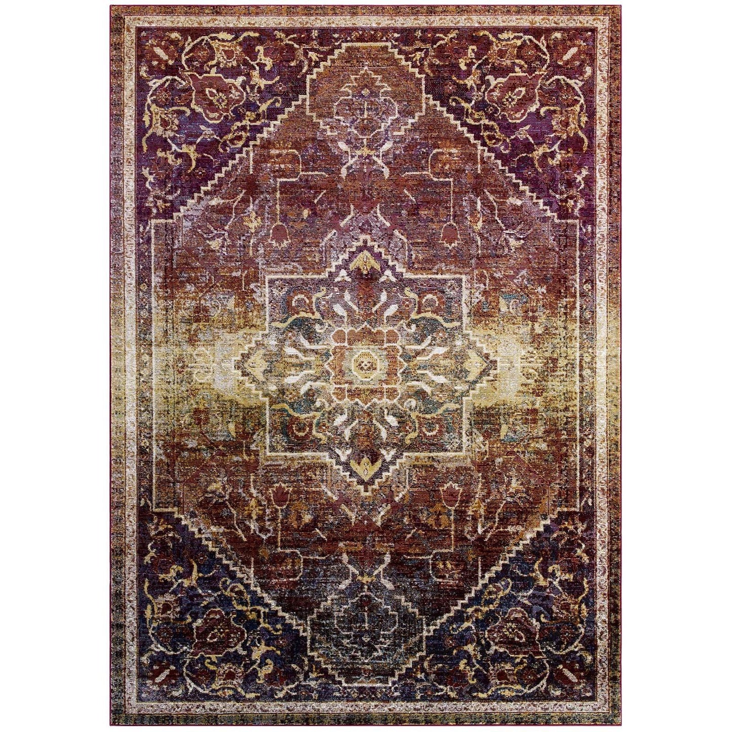 Modway Success Kaede Transitional Distressed Vintage Floral Persian Medallion Area Rug FredCo