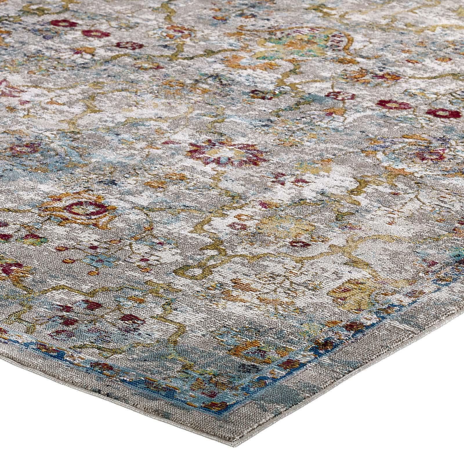 Modway Success Manuka Distressed Vintage Floral Lattice Area Rug FredCo
