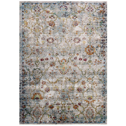 Modway Success Manuka Distressed Vintage Floral Lattice Area Rug FredCo