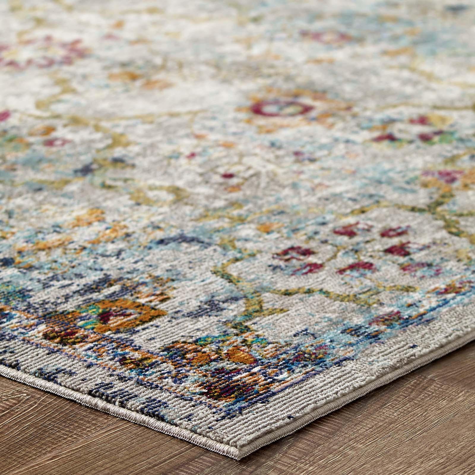 Modway Success Manuka Distressed Vintage Floral Lattice Area Rug FredCo