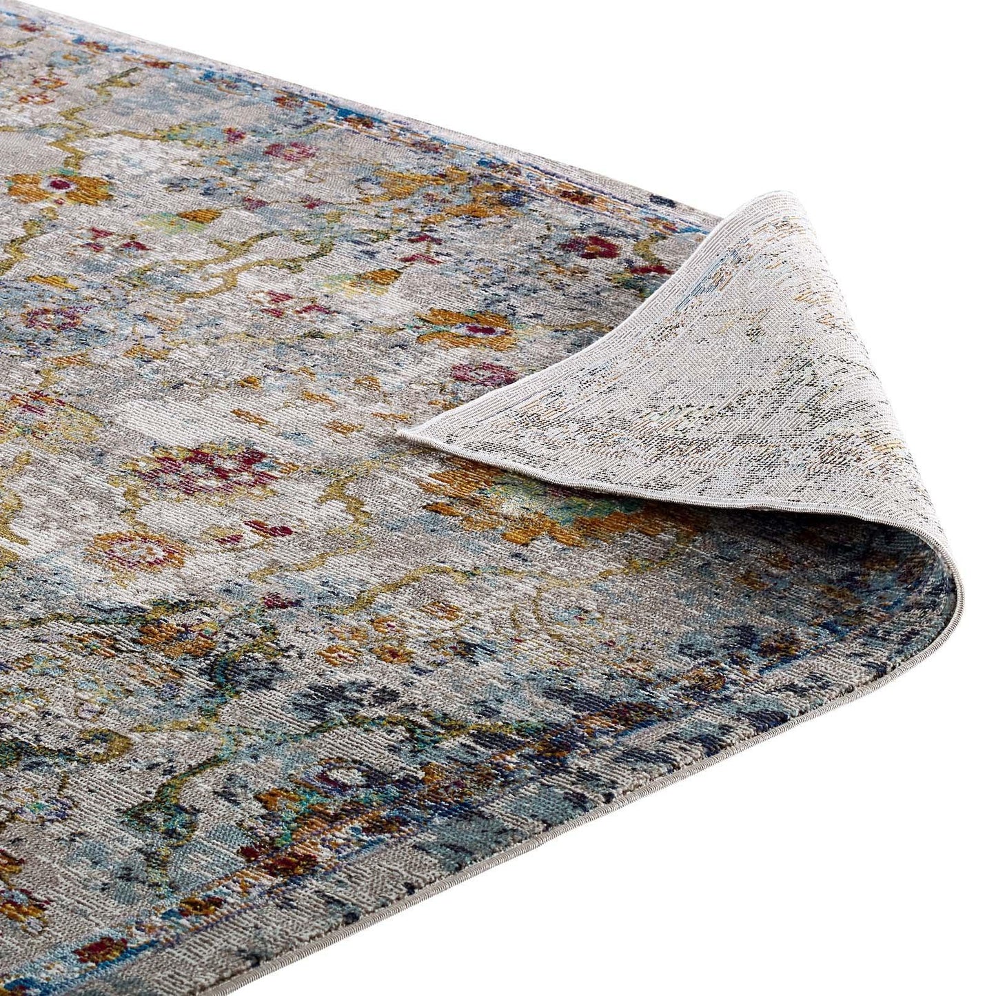 Modway Success Manuka Distressed Vintage Floral Lattice Area Rug FredCo