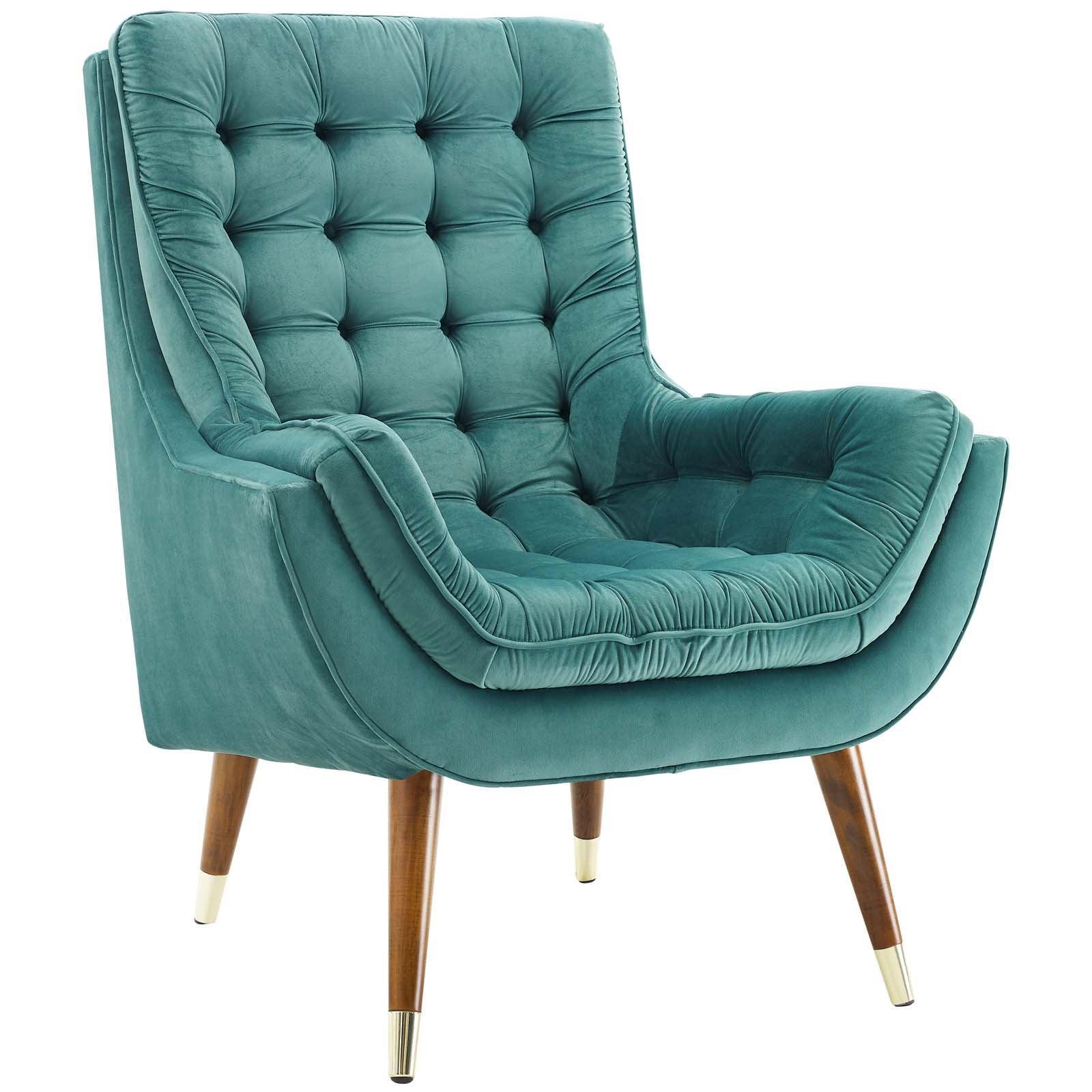 Modway Suggest Button Tufted Performance Velvet Lounge Chair FredCo