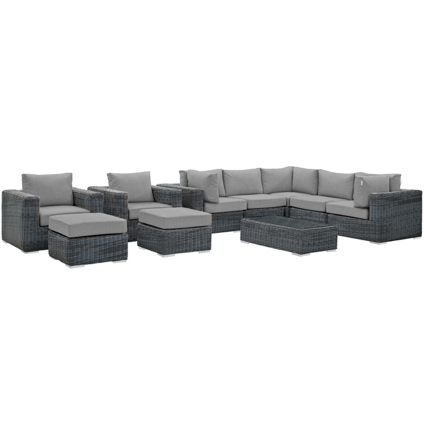 Modway Summon 10 Piece Outdoor Patio Sunbrella® Sectional Set FredCo