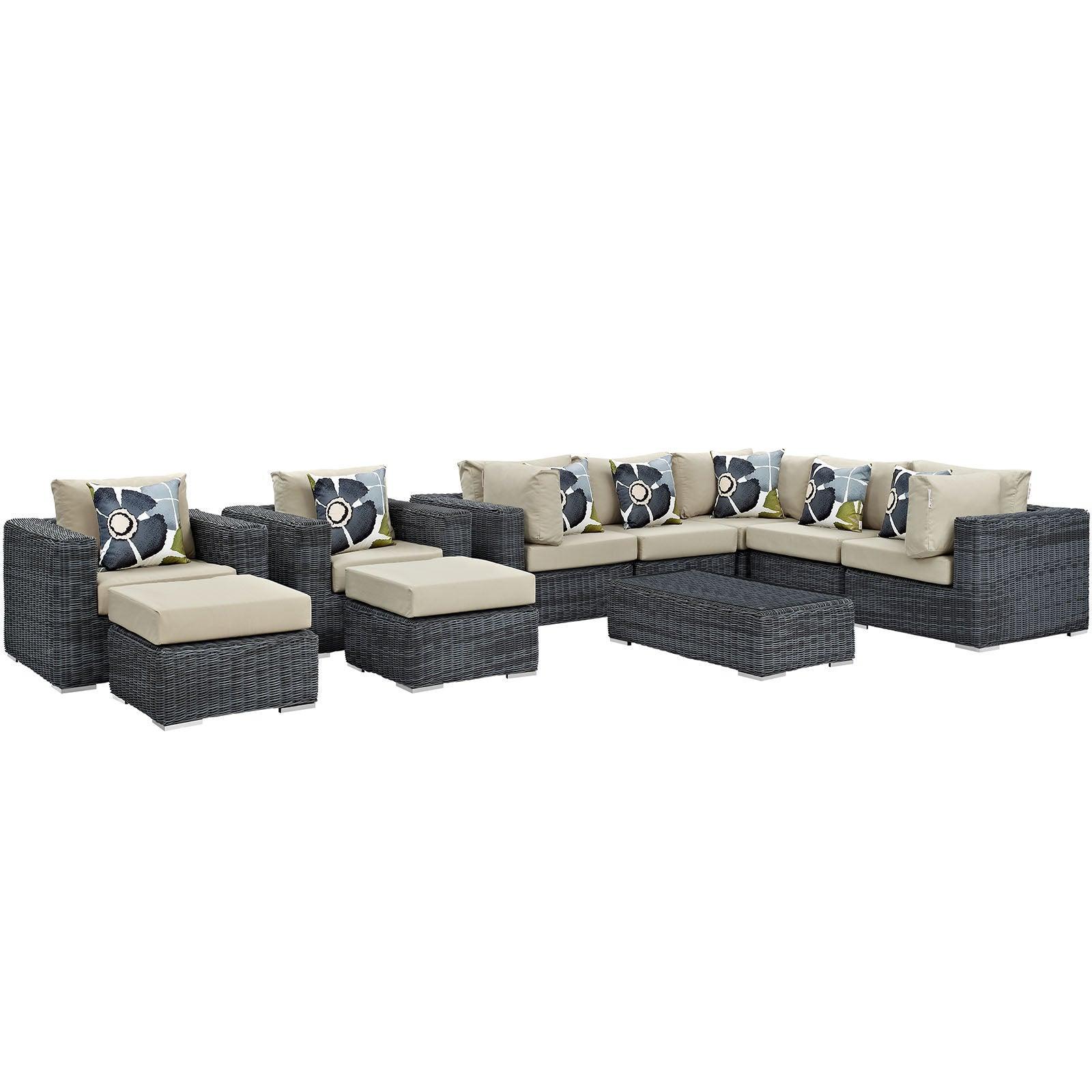 Modway Summon 10 Piece Outdoor Patio Sunbrella® Sectional Set, EEI-2396 FredCo