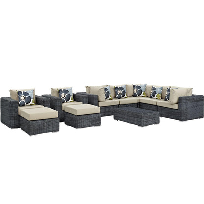 Modway Summon 10 Piece Outdoor Patio Sunbrella® Sectional Set, EEI-2396 FredCo