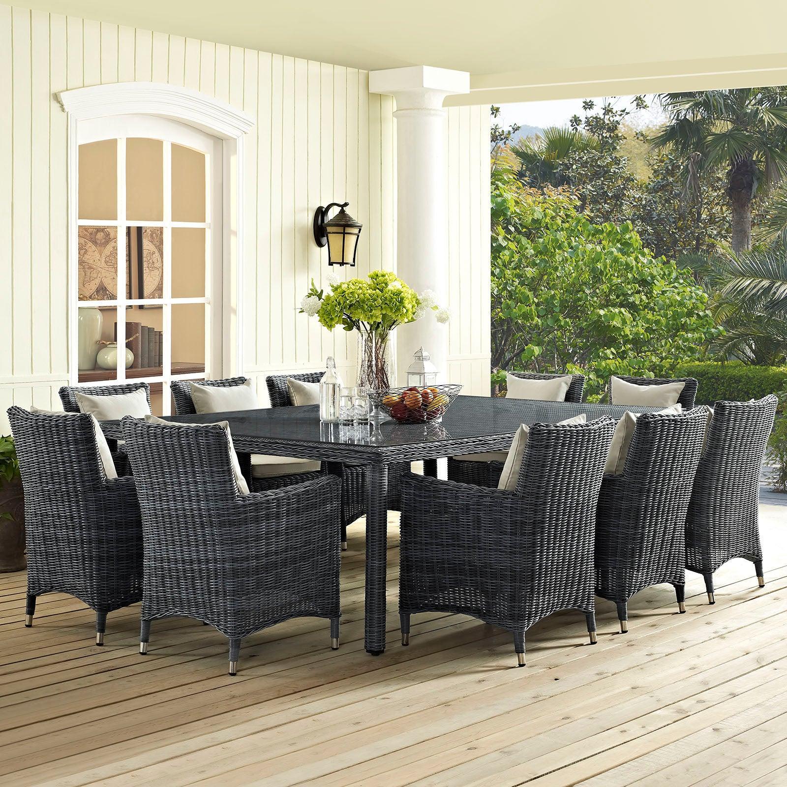Modway Summon 11 Piece Outdoor Patio Sunbrella® Dining Set FredCo