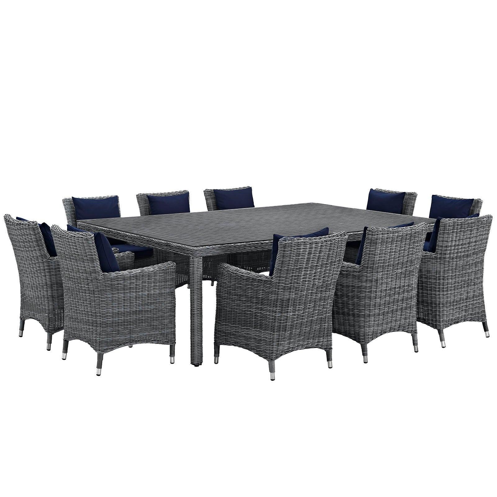 Modway Summon 11 Piece Outdoor Patio Sunbrella® Dining Set FredCo