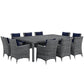 Modway Summon 11 Piece Outdoor Patio Sunbrella® Dining Set FredCo