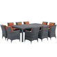 Modway Summon 11 Piece Outdoor Patio Sunbrella® Dining Set FredCo