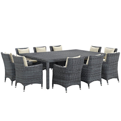 Modway Summon 11 Piece Outdoor Patio Sunbrella® Dining Set FredCo