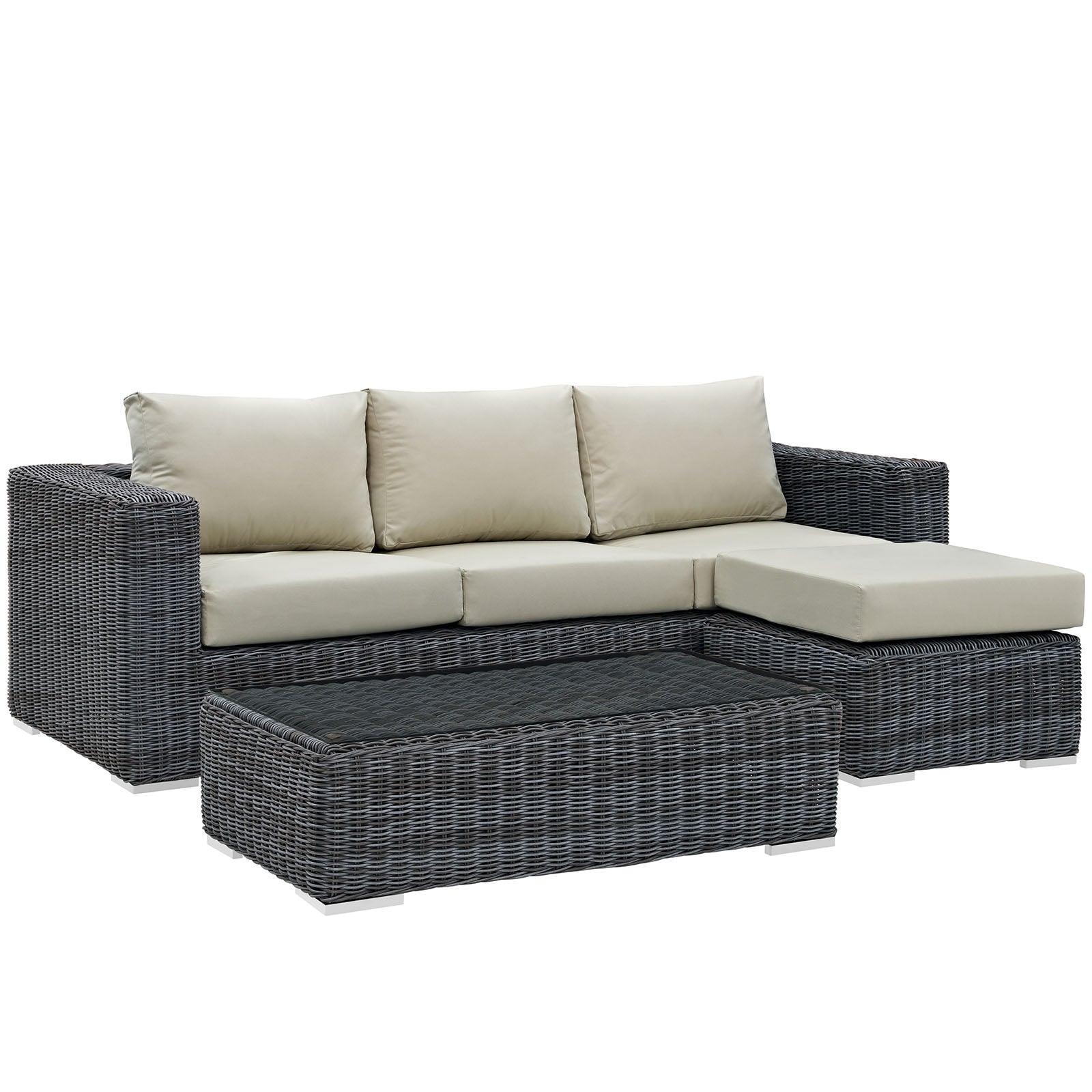 Modway Summon 3 Piece Outdoor Patio Sunbrella® Sectional Set FredCo