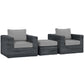 Modway Summon 3 Piece Outdoor Patio Sunbrella® Sectional Set, EEI-1905 FredCo