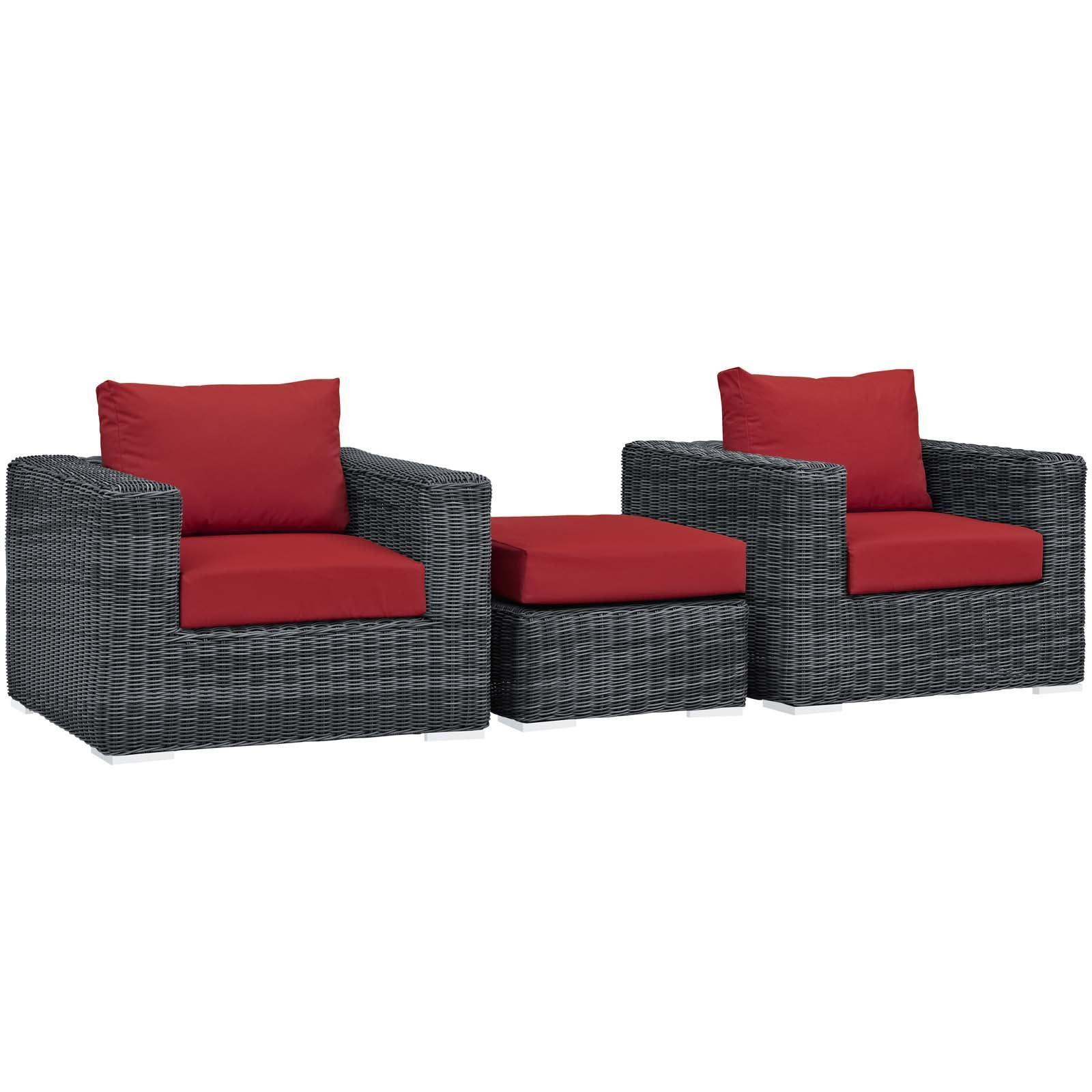 Modway Summon 3 Piece Outdoor Patio Sunbrella® Sectional Set, EEI-1905 FredCo