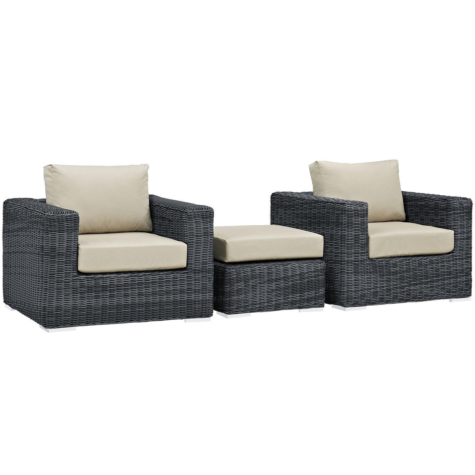 Modway Summon 3 Piece Outdoor Patio Sunbrella® Sectional Set, EEI-1905 FredCo