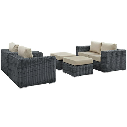Modway Summon 5 Piece Outdoor Patio Sunbrella® Sectional Set, EEI-1893 FredCo
