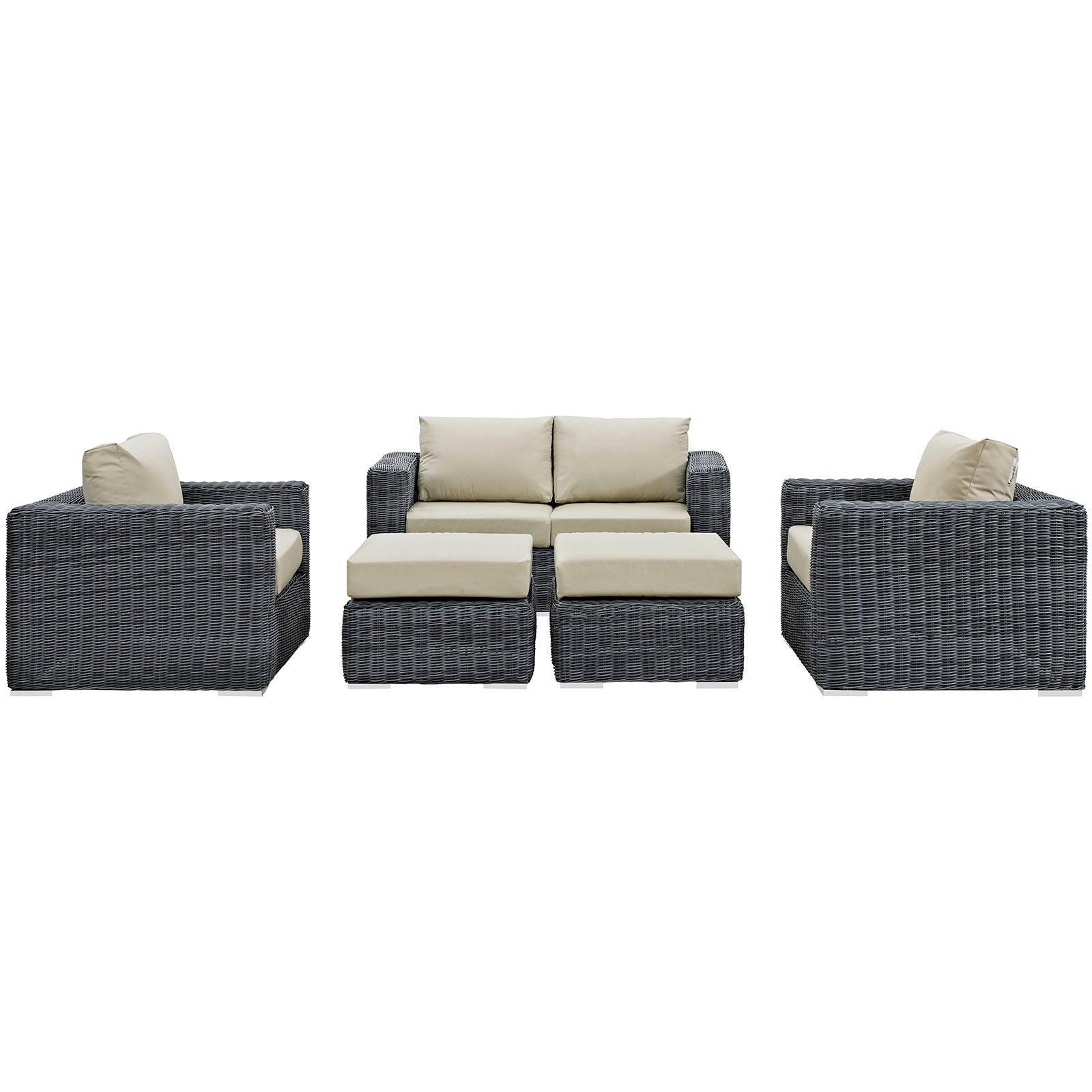 Modway Summon 5 Piece Outdoor Patio Sunbrella® Sectional Set, EEI-1893 FredCo