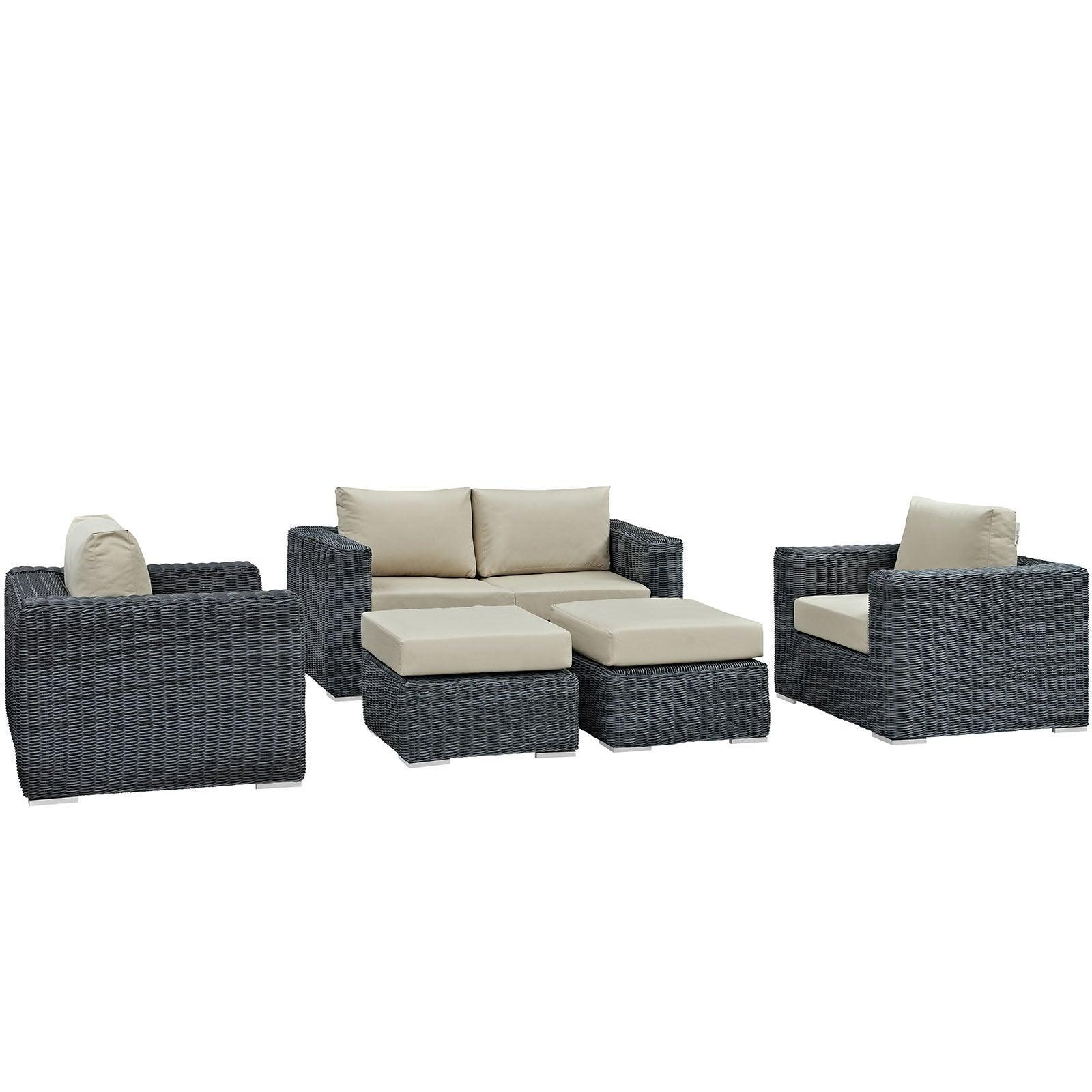 Modway Summon 5 Piece Outdoor Patio Sunbrella® Sectional Set, EEI-1893 FredCo
