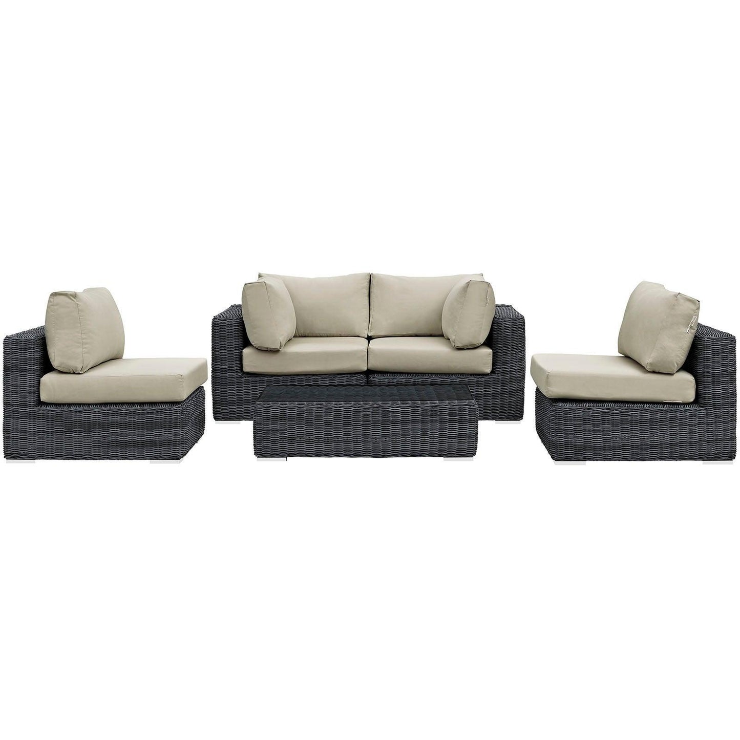 Modway Summon 5 Piece Outdoor Patio Sunbrella® Sectional Set, EEI-1896 FredCo